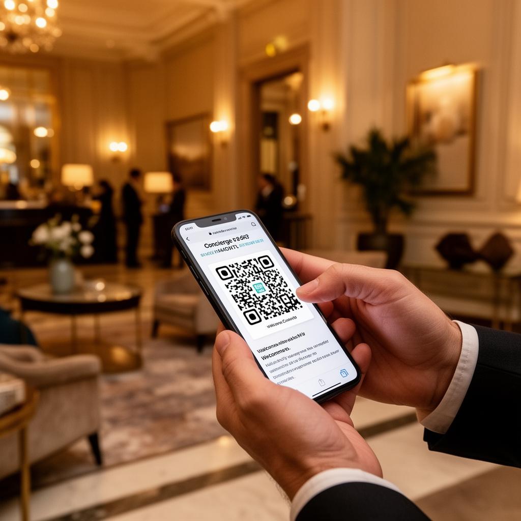 Guest scanning a QR menu card